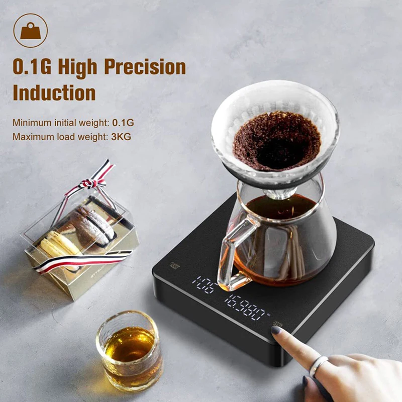 

New Black Mirror Basic+ Electronic Scale Built-in Auto Timer Pour Over Espresso Smart Coffee Scale Kitchen Scales