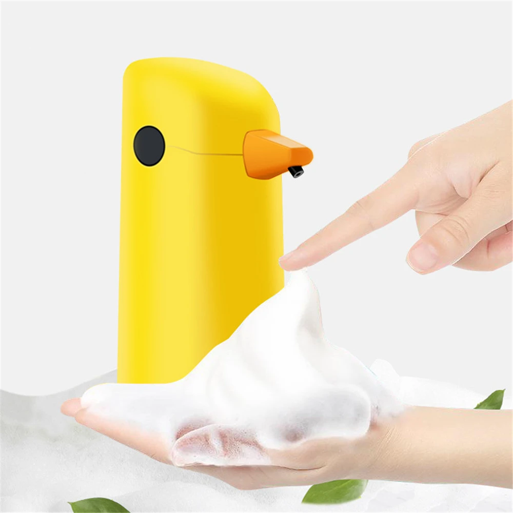 Dispensador de jabón de espuma automático para niños, jabón líquido de pato amarillo, Sensor inteligente sin contacto, desinfectante de manos, suministro de baño