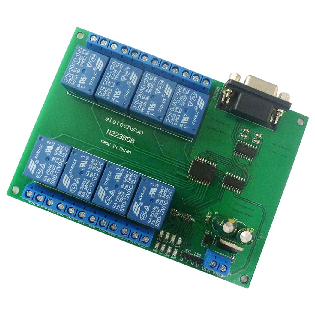 

8 Channel RS232 Relay Module PC Serial Ports RS232/TTL232 Control Relay DC 12V Remote Control Switch with Indicator Light