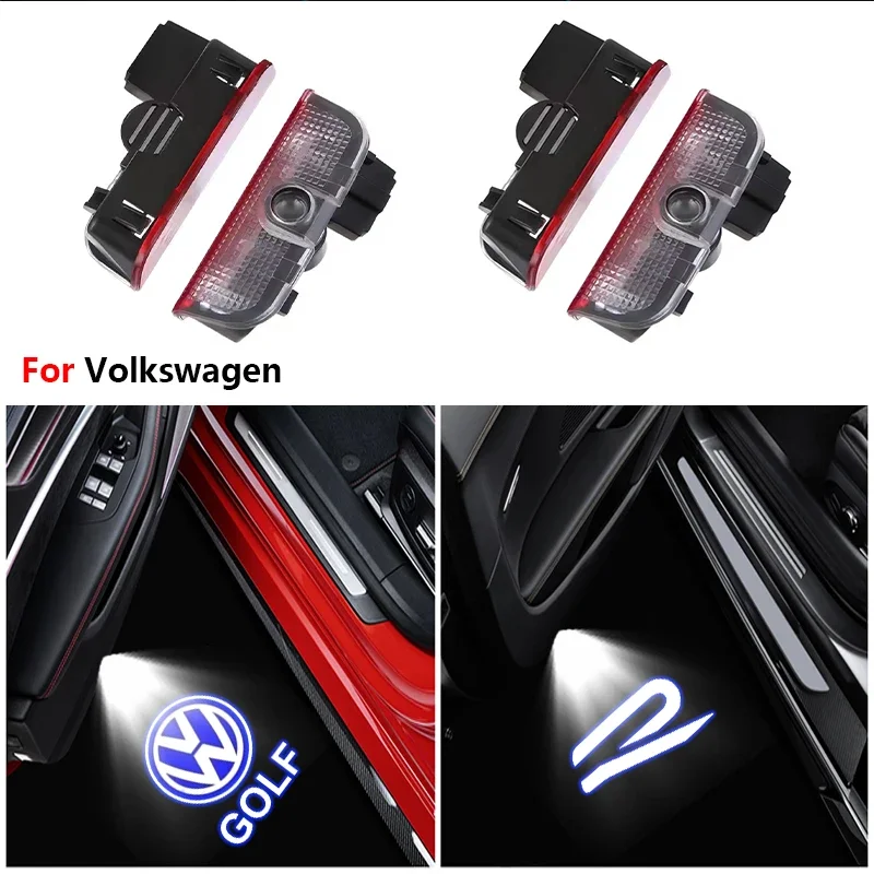 Фото 2 шт. для VW Passat B6 B7 B8 B9 Touareg Golf 5 6 7 GTI R Jetta MK6 MK7: Светодиодные проекторы-подсветки в двери автомобиля (эффект «Ghost Shadow»), аксессуары №2
