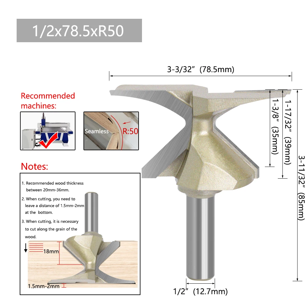 

LAVIE 1 шт. 12,7 мм или 1/2 хвостовика дуговой гибочный нож бесшовный золотистый формовочный нож R18/30/50 фрезы для деревянных дверей/настенного шкафа