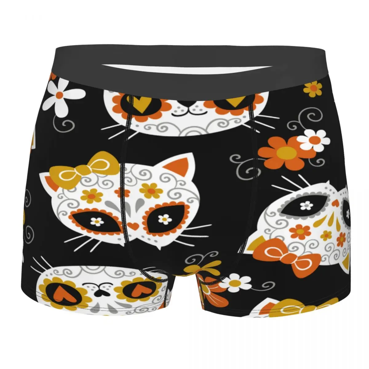 

Male Panties Men's Underwear Boxer Cute Cat Sugar Skulls And Flowers Underpants Comfortable Shorts