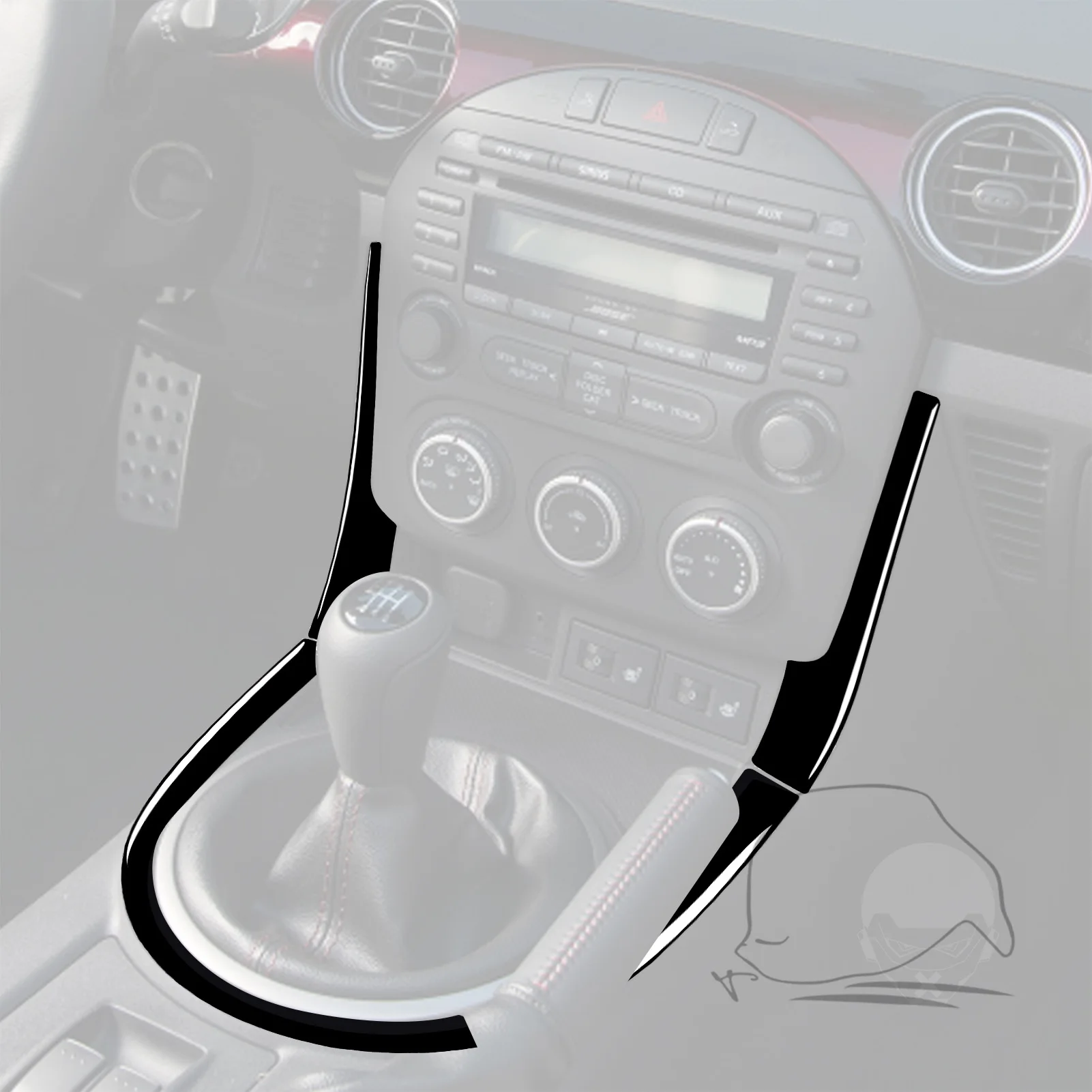 

Piano Black Fit For Mazda MX-5 2009-2015 Car Center console CD Panel Gear Shift Trim Cover Sticker