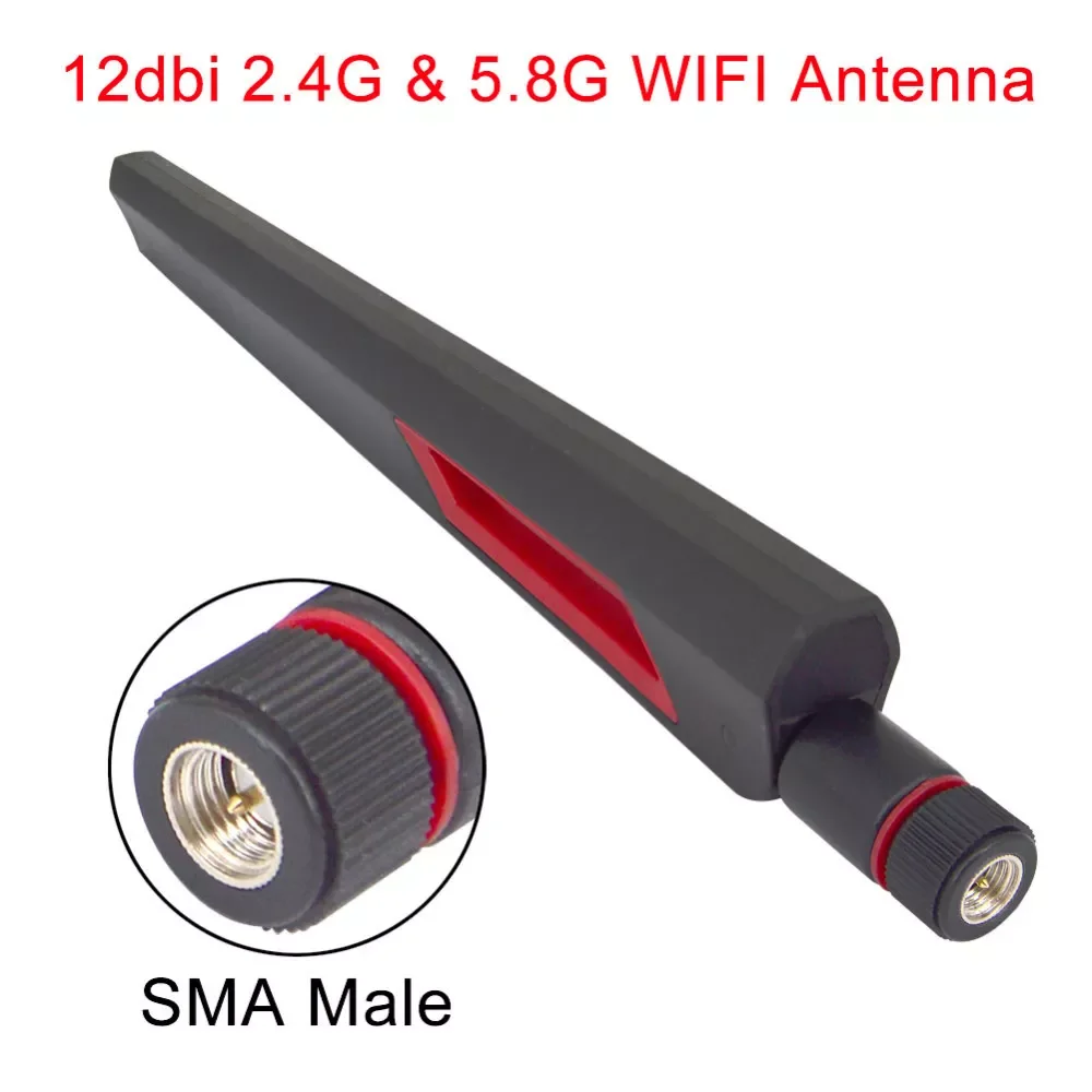 5 PCS 12 dbi Dual band WIFI Antenna 2.4G 5G 5.8G RP SMA Male/SMA Male Amplifier WLAN Router Antenne Connector Booster