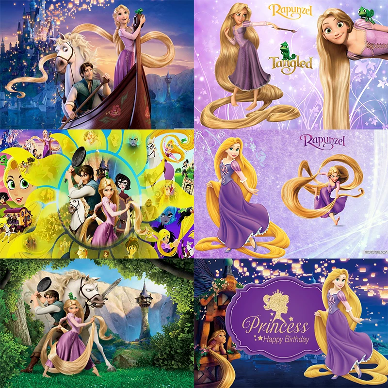 Спутанный Рапунцель фон для фотосъемки девочек вечеринка в честь Дня Рождения