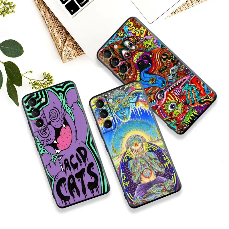 

Trippy Psychedelic Colourful Art Painting Silicone Case For Samsung Galaxy S23 S22 S21 S20 Ultra FE Cover S22 s23 S10 Plus Cases
