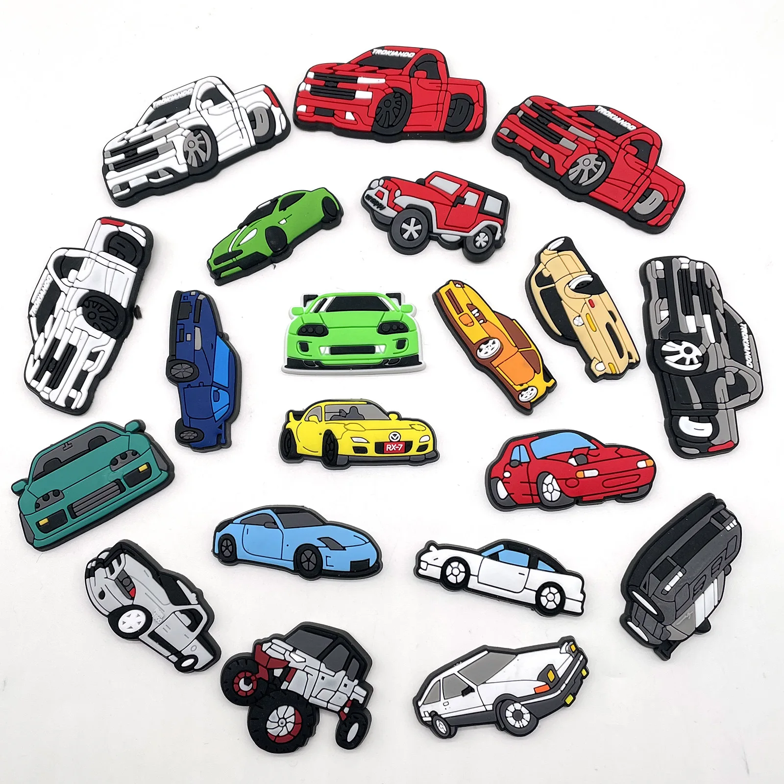 Hot sell 20Pcs/set fashion Car Model Shoe Croc Charms Accessories Shoe Decoration For Jibz Boy Party Christmas Gift