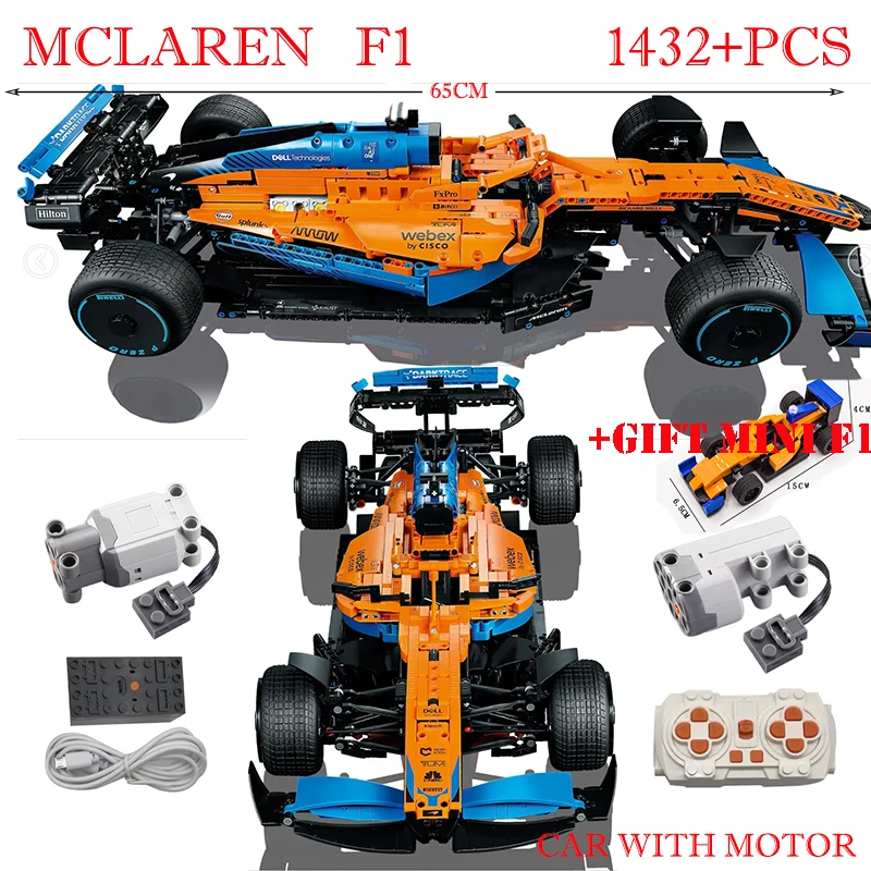 McLaren-coche de carreras teledirigido de alta tecnología, juguete mecánico de bloques de construcción para adultos, 1432, piezas, 42141, 42143, SP3, regalo coleccionable