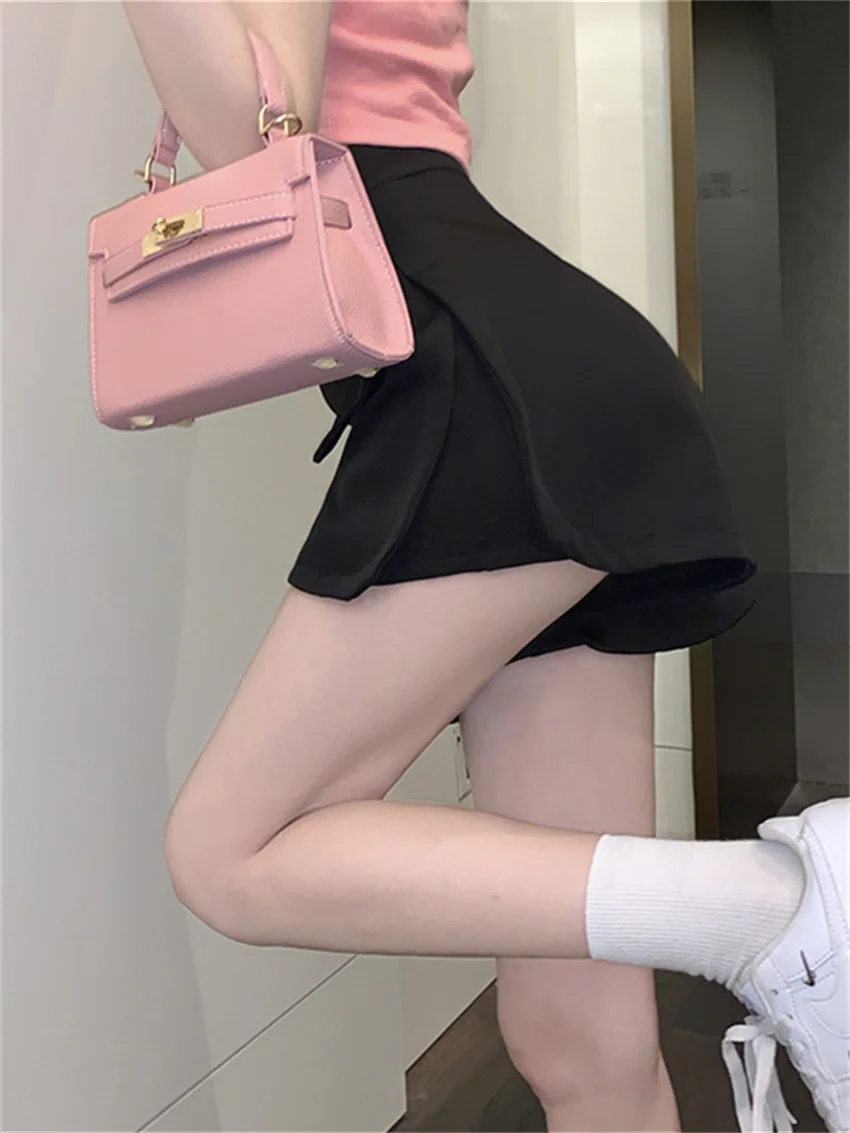 Шорты PLAMTEE женские с широкими штанинами шикарная свободная однотонная уличная