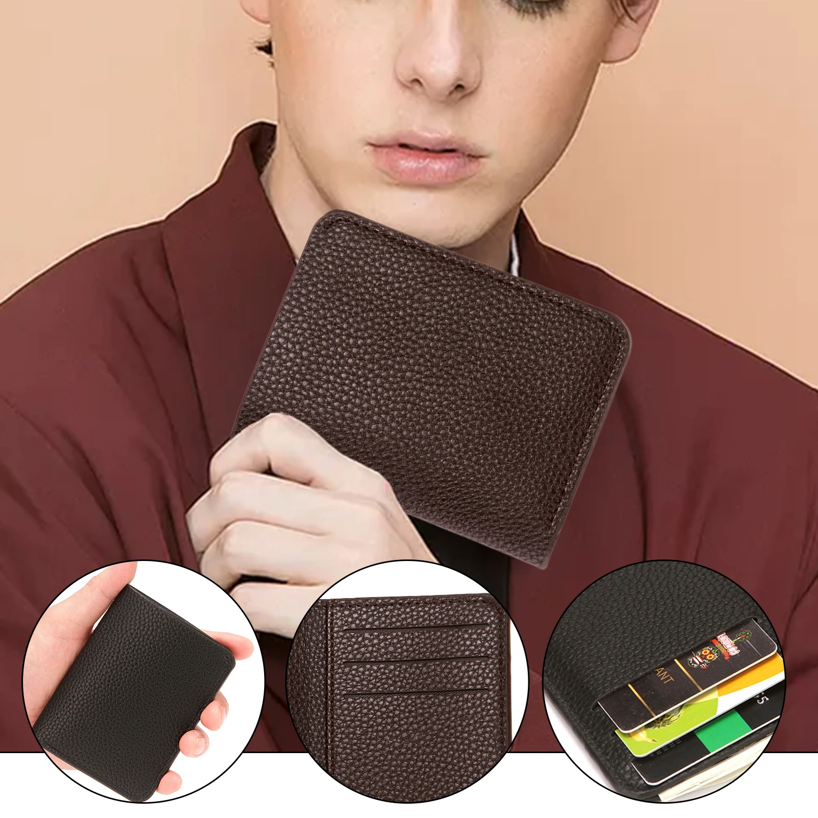 

New PU Leather Men's Short Wallet Portable Multipurpose Foldable Card Holder Mini Purse Card Case Great Gift Durable