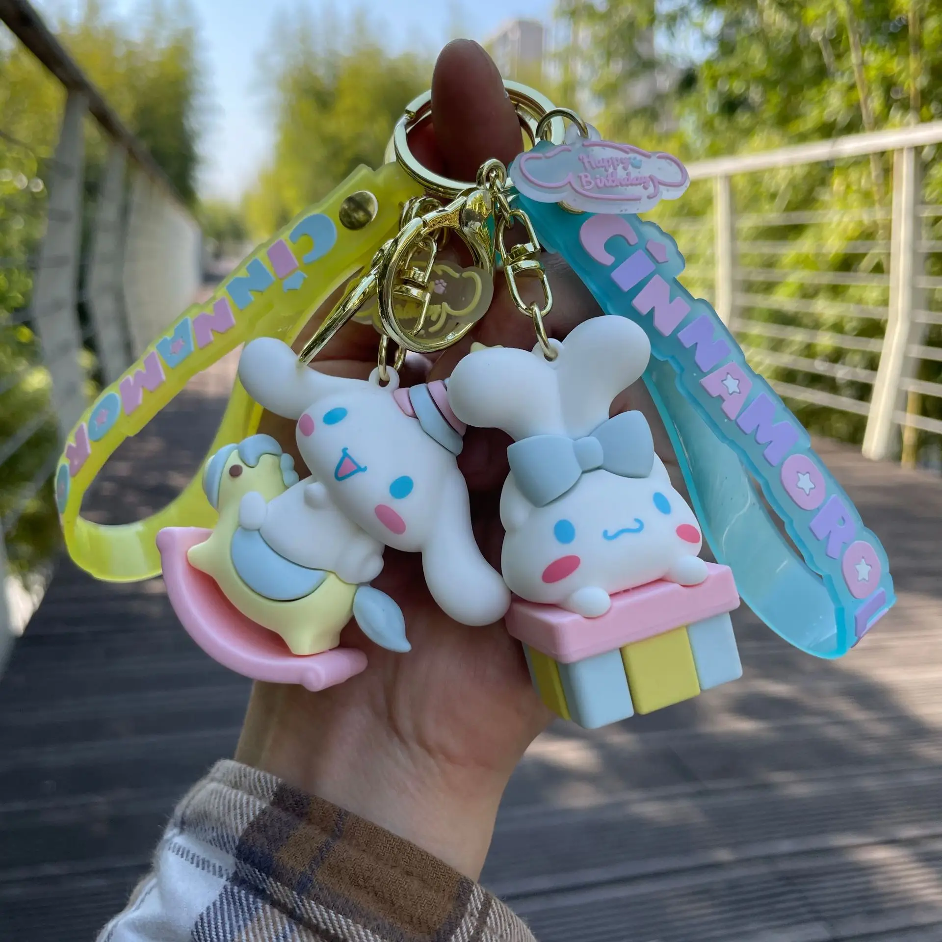 

Sanrio Keychain Kawaii Cartoon Cinnamoroll Doll Pendant Car Keyring Schoolbag Decoration Ornaments Jewelry Gifts For Girl