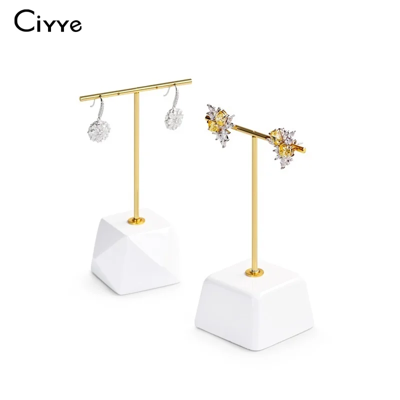 

Ciyye New Polygon White Resin Jewelry Display Rack for Rings Earrings Jewelry Showing Props with Light luxury