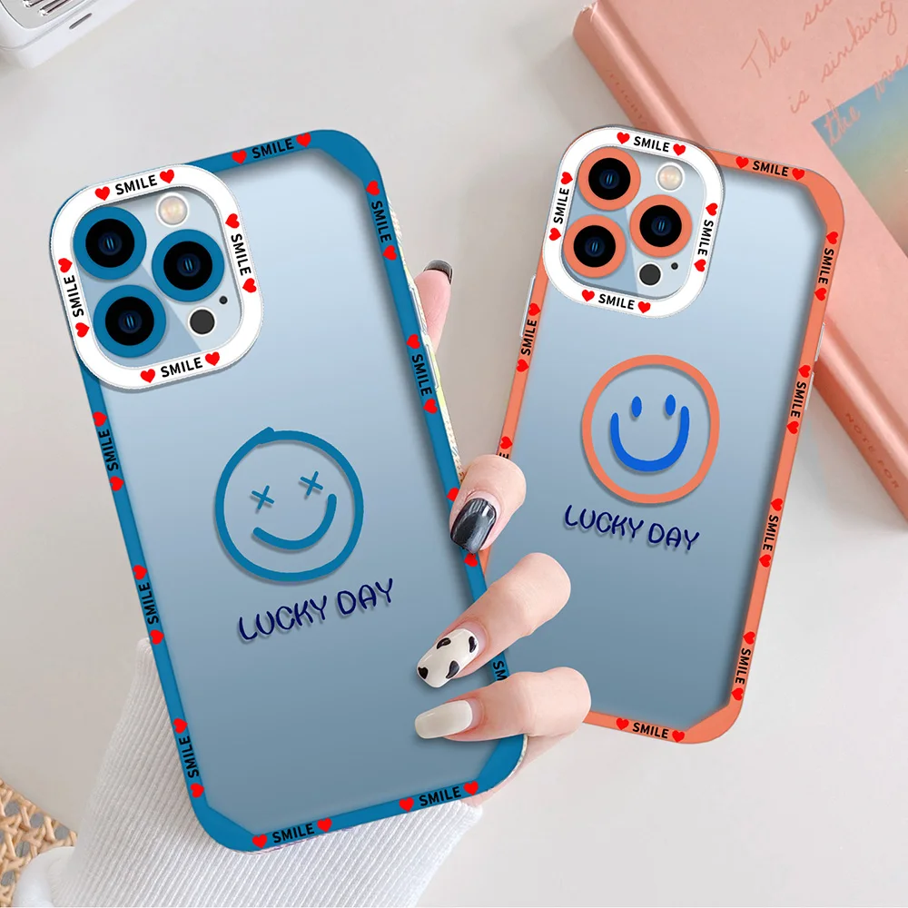 

Smiley Face Couple Transparent Phone Case for iPhone 13 12 Mini 11 Pro Max XS X XR 7 8 Plus SE 2020 Clear Soft TPU Back Covers