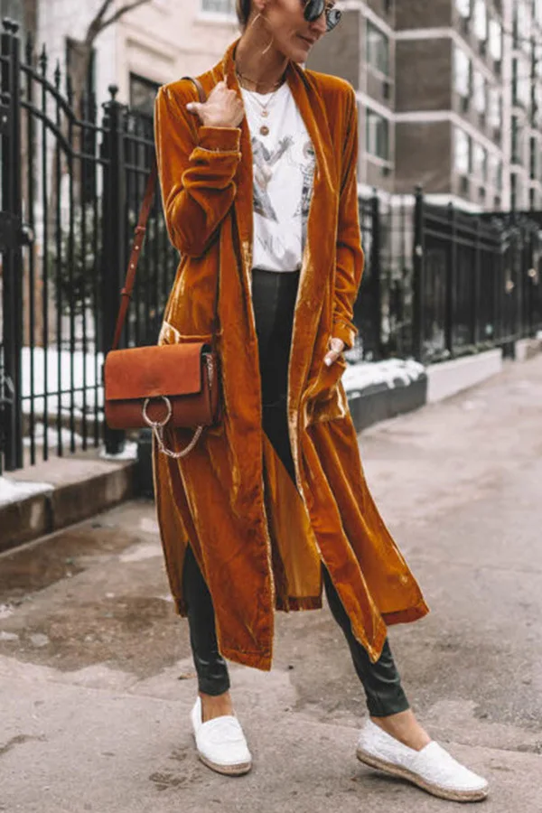 2023 Autumn and Winter Trendy Women's Loose Gold Velvet Elastic Long Coat Solid Color Slim Hoodies Women Sweatshirt