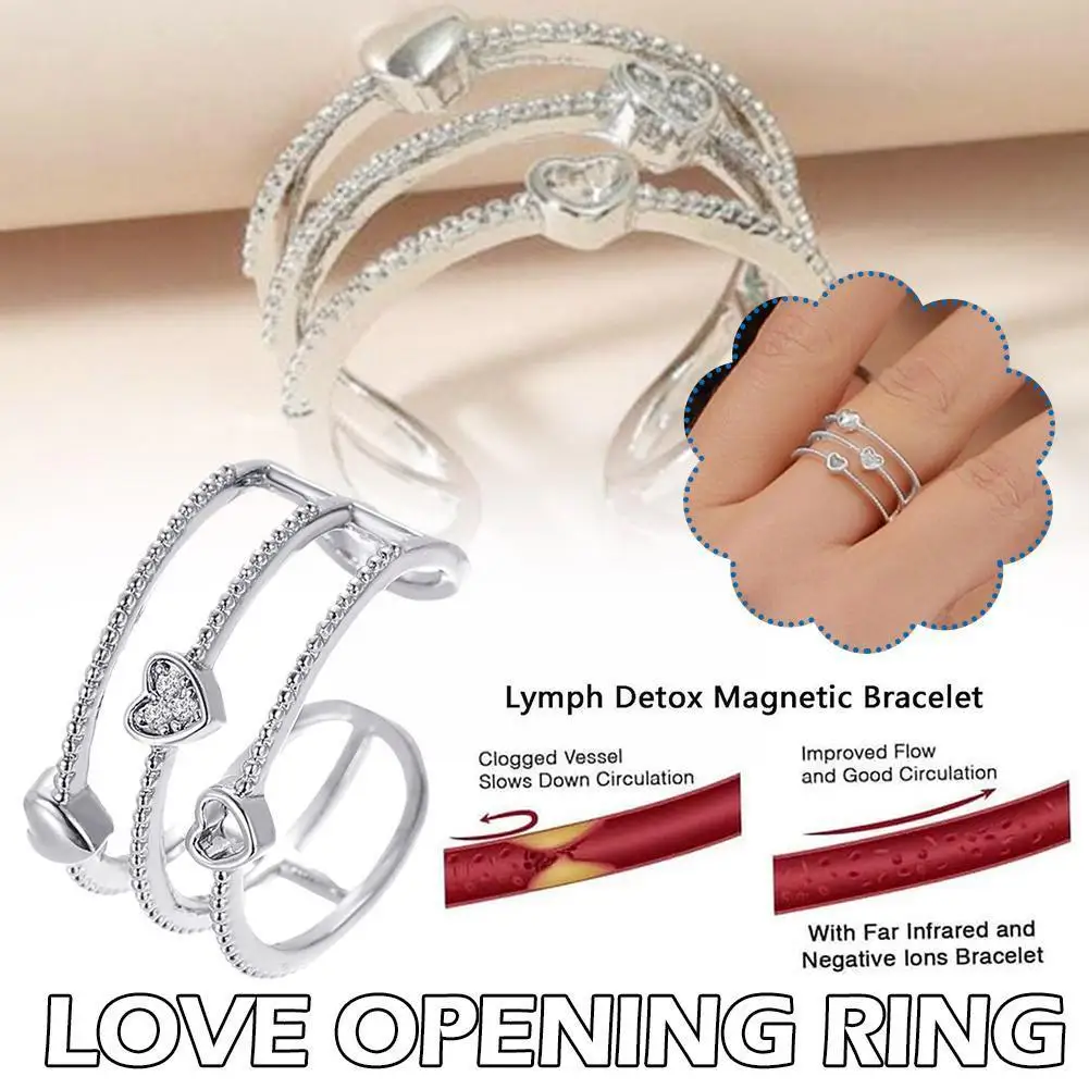 

Трехслойное кольцо в Корейском стиле с сердцем, женское регулируемое Открытое кольцо с защитой от тревоги, ювелирные изделия, подарок для девочек, V6B5