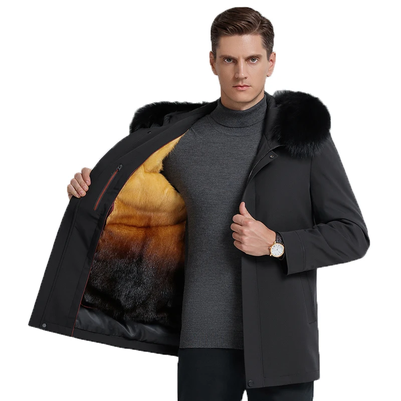 

Luxury High Quality Men's Winter Coat Black Winter Outdoor Jackets Coat Fur Linner Fur Collar Men's Jackets, Big Sizes M-4XL!