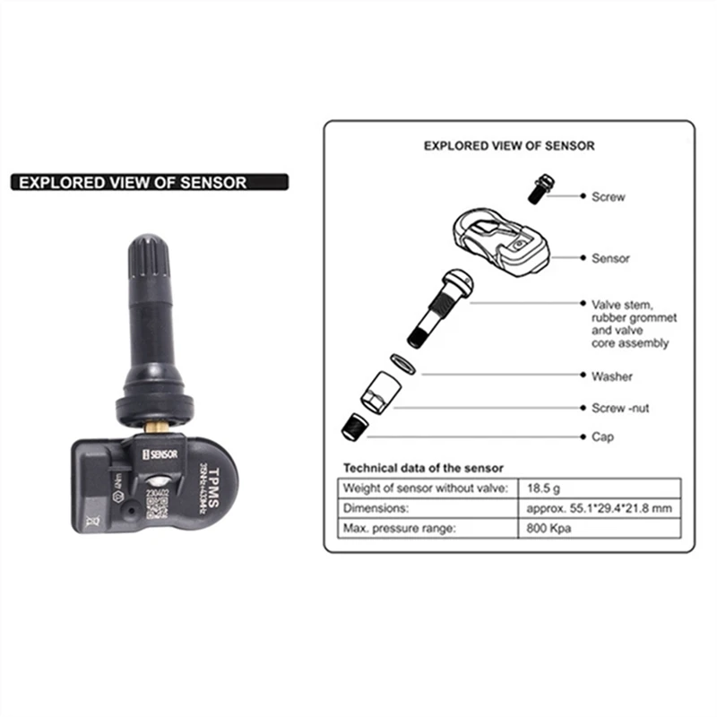 14Pcs Programmable PMS Tire Pressure Sensor Monitor For Autel TS408 TS508 ITS600 433Mhz 315MHZ 2 In 1 Editable MX