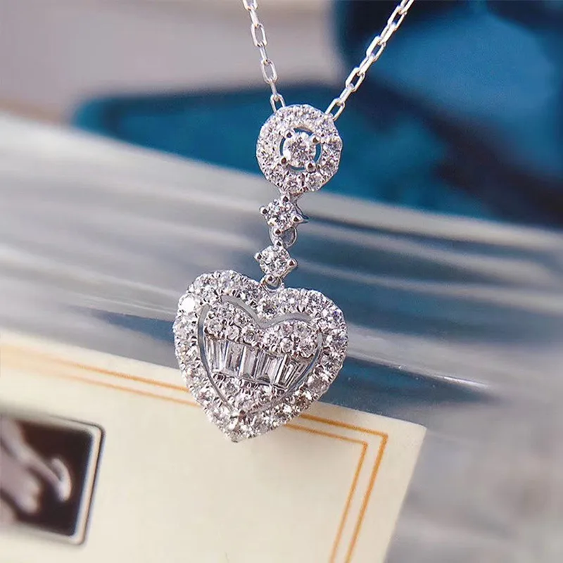 

CAOSHI Gorgeous Full Paved Dazzling Heart Shaped Cubic Zirconia Pendant Necklace for Women Exquisite Wedding Jewelry Wholesale