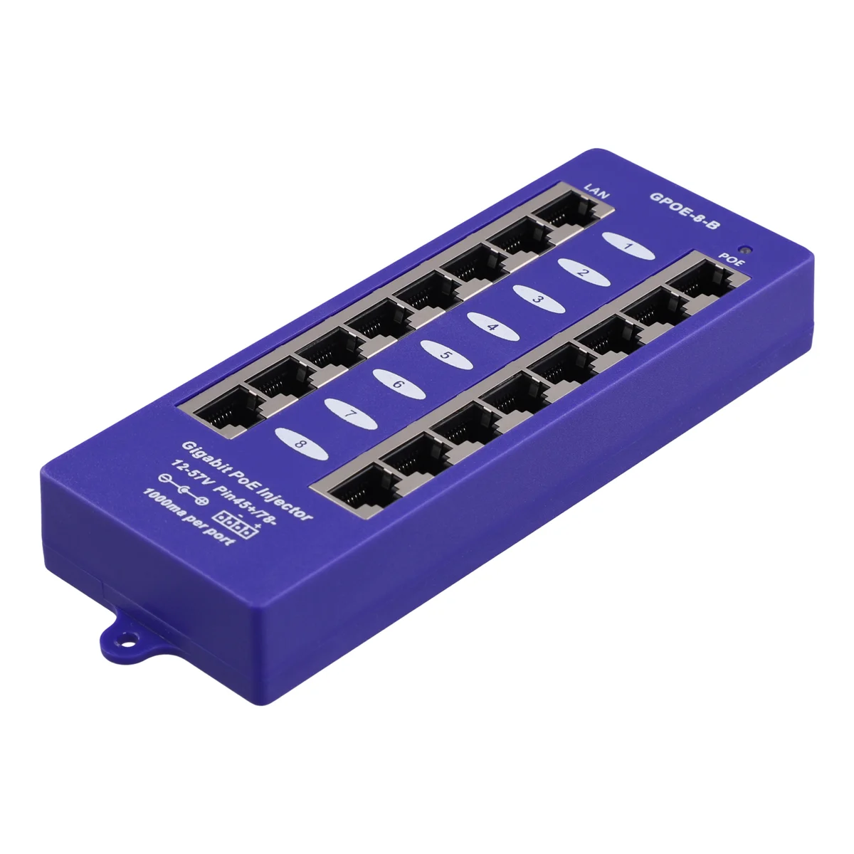 Фото ABGV Новый 802.3af Mid-Span PoE-инжектор, режим B (4/5+, 7/8-) Пассивный гигабитный 8-портовый PoE-инжектор для сетевых систем видеонаблюдения UBNT №2