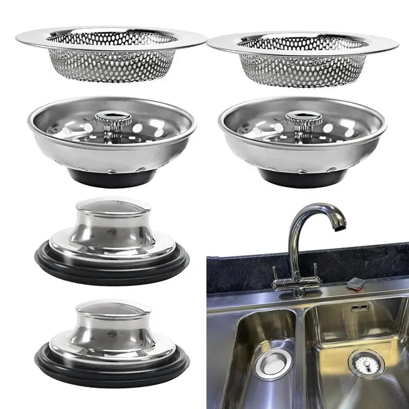 

6pcs Stainless Steel Sink Strainer Drain Filter Anti-Clogging Stopper Kitchen Sink Food Hair Catcher Garbage Disposal Sink Plug