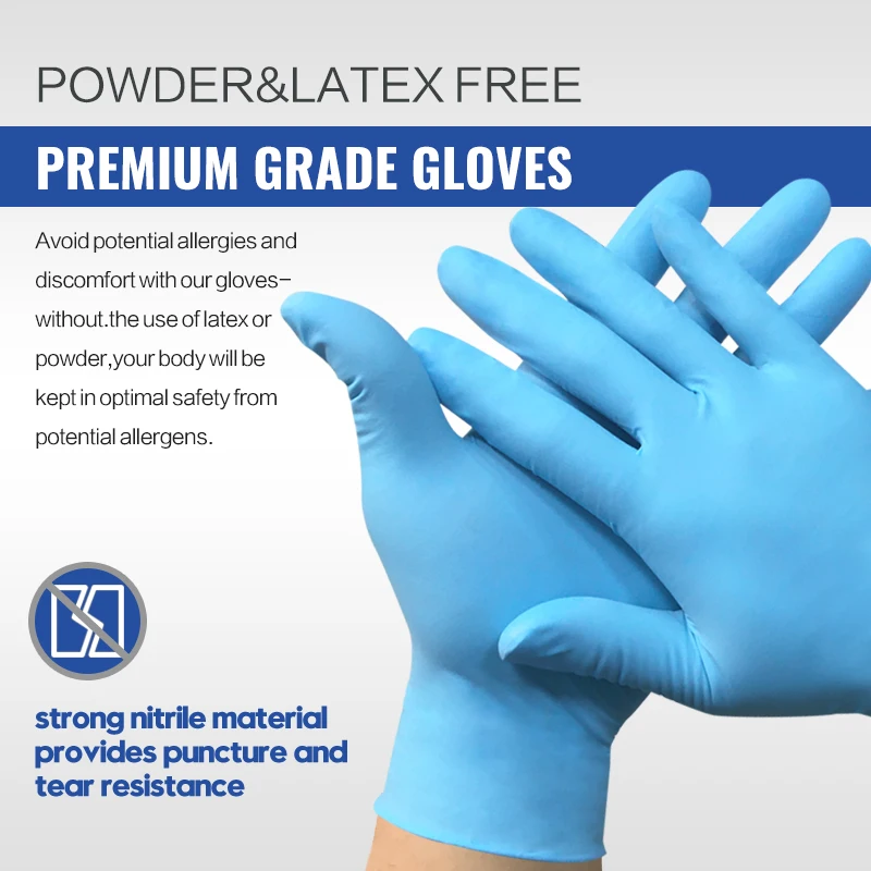 

Disposable Gloves Nitrile Gloves 50 PCS Blue Black Food Grade Waterproof Allergy Free Work Safety Gloves 100% Nitrile Mechanic