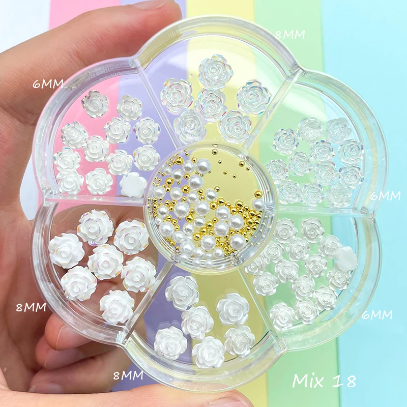 Resin Collection Mixed Nail Art Rhinestones Small Flower Acrylic Box Set Style Apply To DIY Manicure Decoration