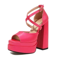 lilyptuart za woman wedge sandal 2022 autumnsummer luxury bright hollow platform chunky heel pumps designer womens shoes