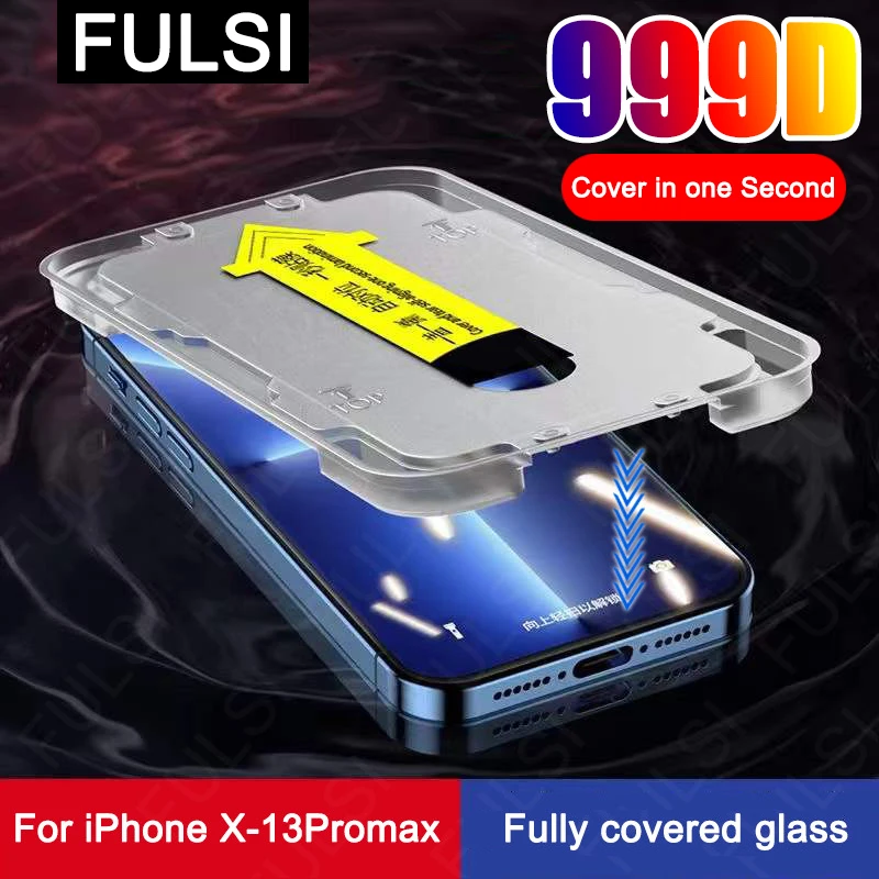 

999D Full Cover Screen Protector For iPhone 11 12 13 Pro Max Anti Peeping Film Fitting AIDS on For iPhone X XS XR Tempered Glass