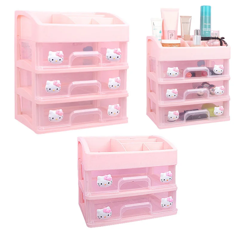 

Cartoon Cute Anime Hellokittys Lady's Dust-Proof Box for Cosmetics Desktop Drawer Type Household Skin Care Product Storage Box