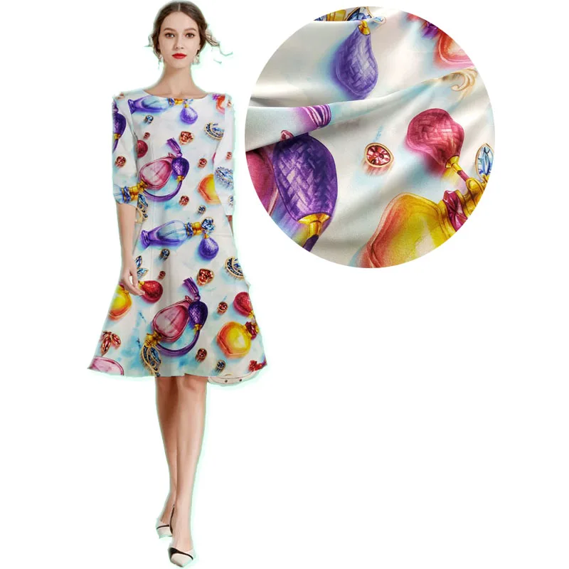 

2018 мода супер Элитная Франция цифровая печать цветов тяжелый эластичный натуральный шелк ткань для производства одеяла тканый товары для ш...