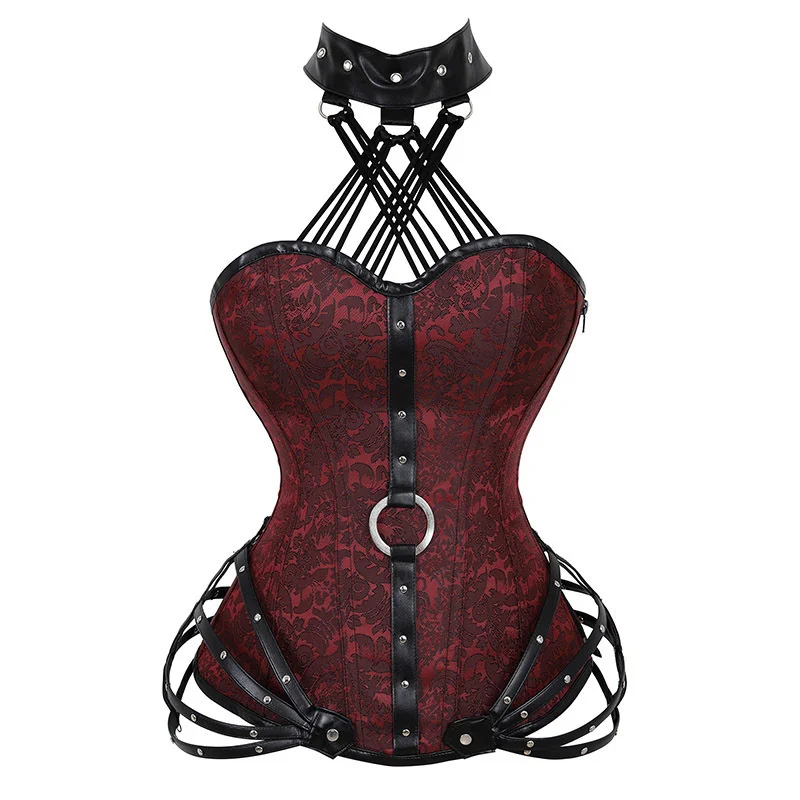 

2022 New Gothic Bra Neck 11 Steel Side Zipper Tight Shaping Top Slim Gothic Style Lady Sexy Vest For Autumn
