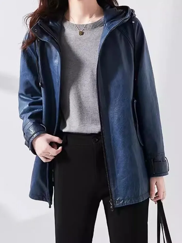 Женская куртка из натуральной кожи на молнии Свободная Повседневная ветровка с