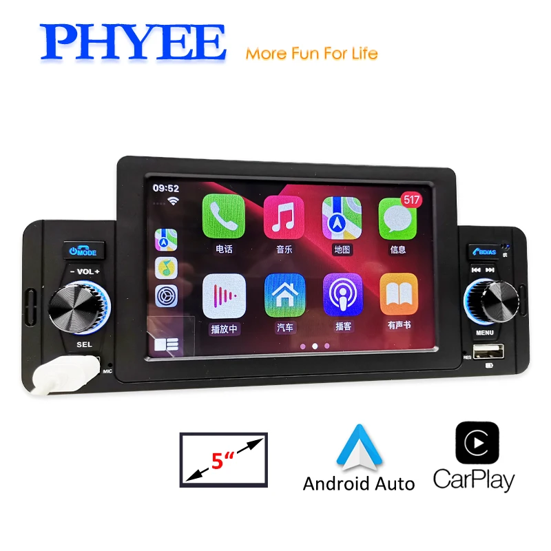 Автомагнитола 1 Din CarPlay Android-Auto MP5-плеер с поддержкой Bluetooth 5 &quotэкраном магнитола