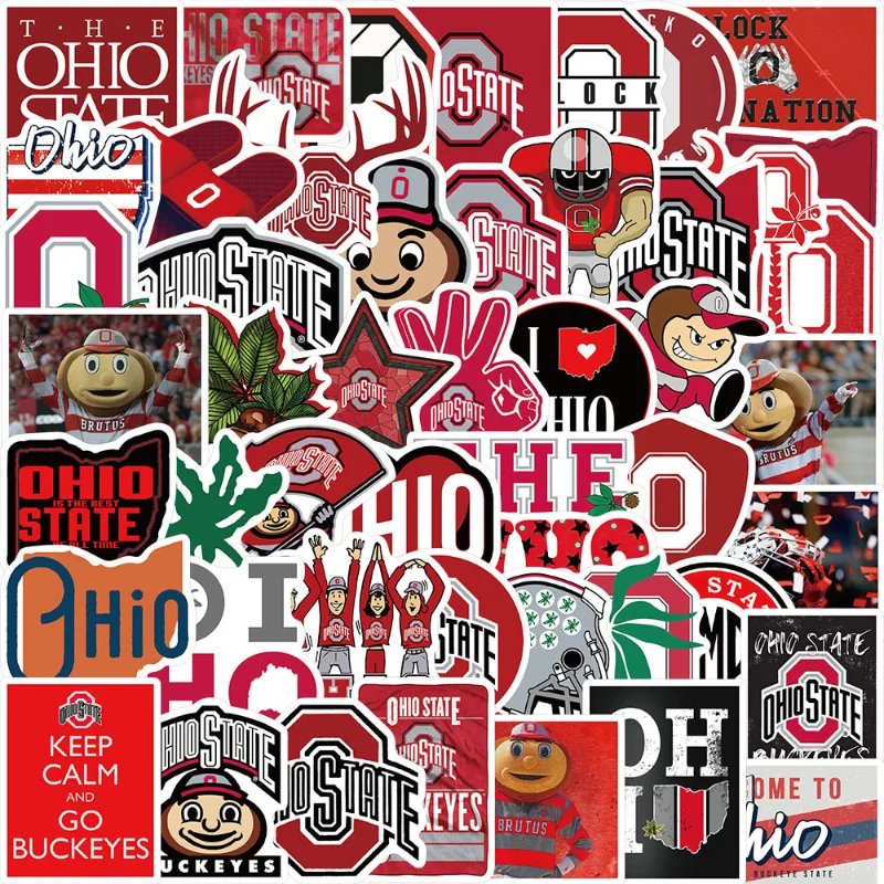 

10/30/50pcs Ohio State University Sticker Luggage Notebook Waterproof Guitar Repeatable Toy Sticker Decorative Sticker