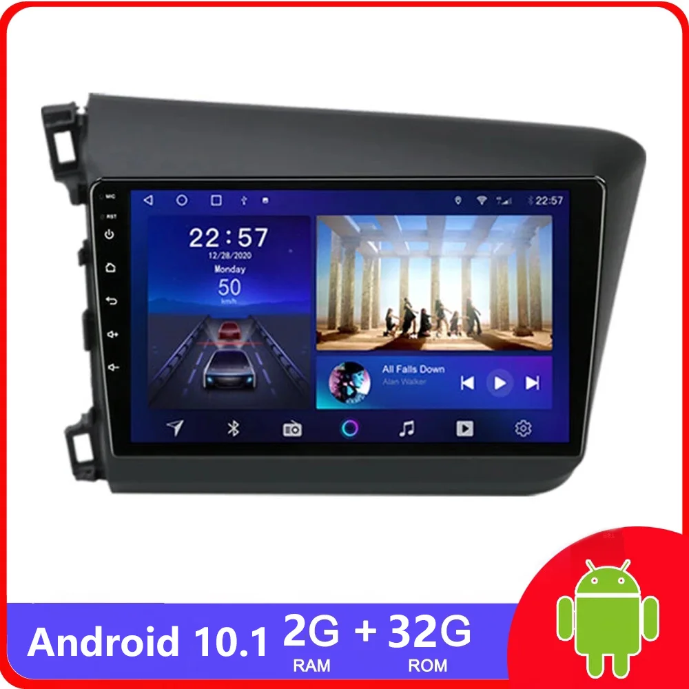 

Android 10.1 2 Din Car Radio Multimedia Video Player For Honda Civic 2012-2015 2G+32G GPS Navigation BT WIFI 9 inch Head Unit