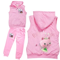 girls gabbys dollhouse hoodie kids sleeveless zipper jacket coatspants 2pcs sets toddler girls boutique outfits boys sportsuit