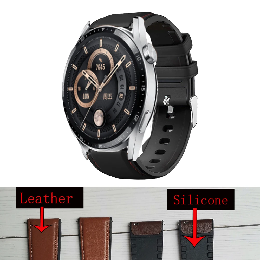 

20mm 22mm Replace Strap For Huawei GT2 GT 3 42mm 46mm/GT 2 Pro 2E Leather Silicone Bracelet For Huawei Watch 3/Honor GS Pro Band