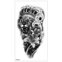 disposable small full arm fake sketch flower arm tattoo stickers black and white hand painted waterproof temporary stickers