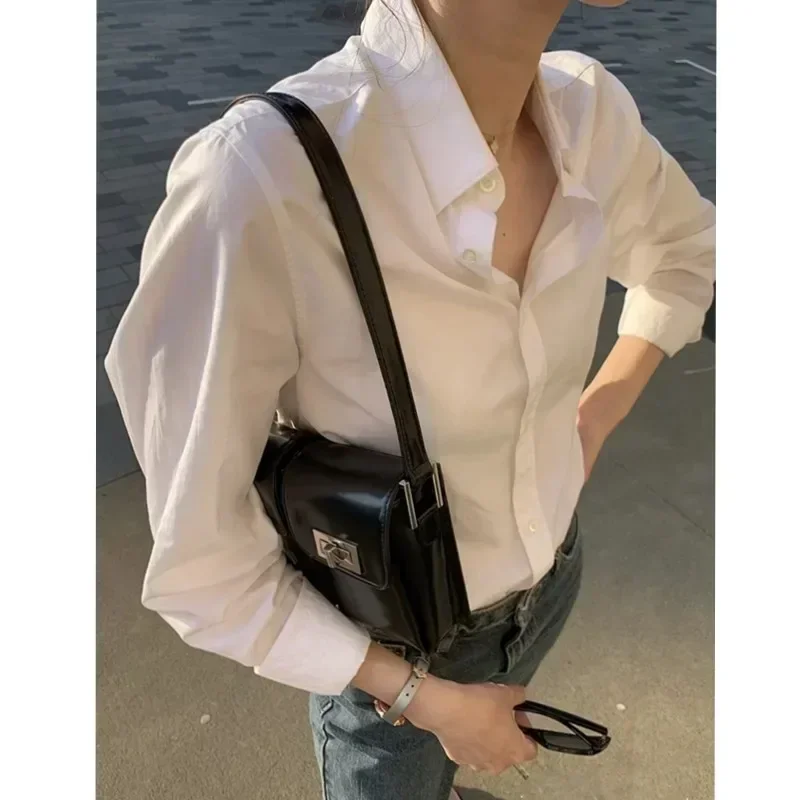 Женская рубашка с длинным рукавом и воротником-стойкой