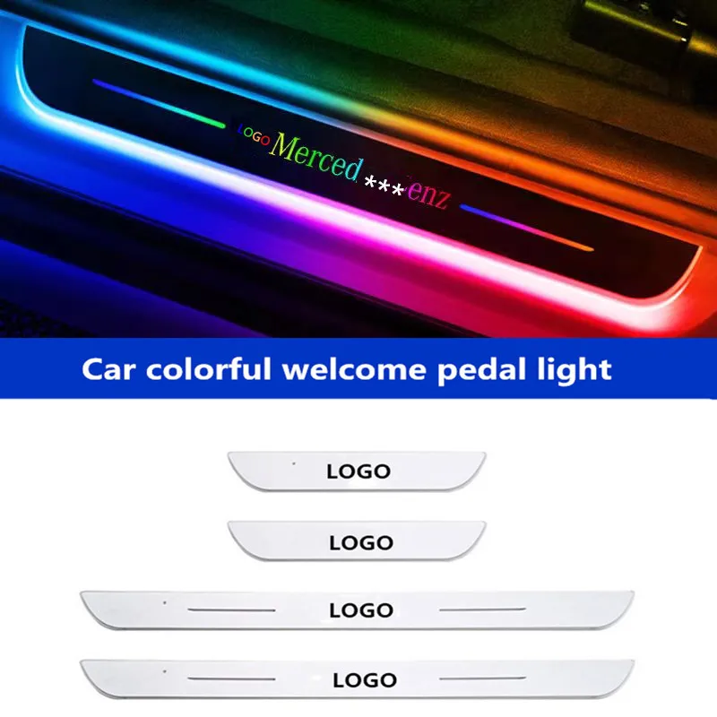 【Customized】Car door sill light logo Projector Laser lamp for benzz USB Power Moving LED Welcome Pedal Car Scuff Plate Pedal