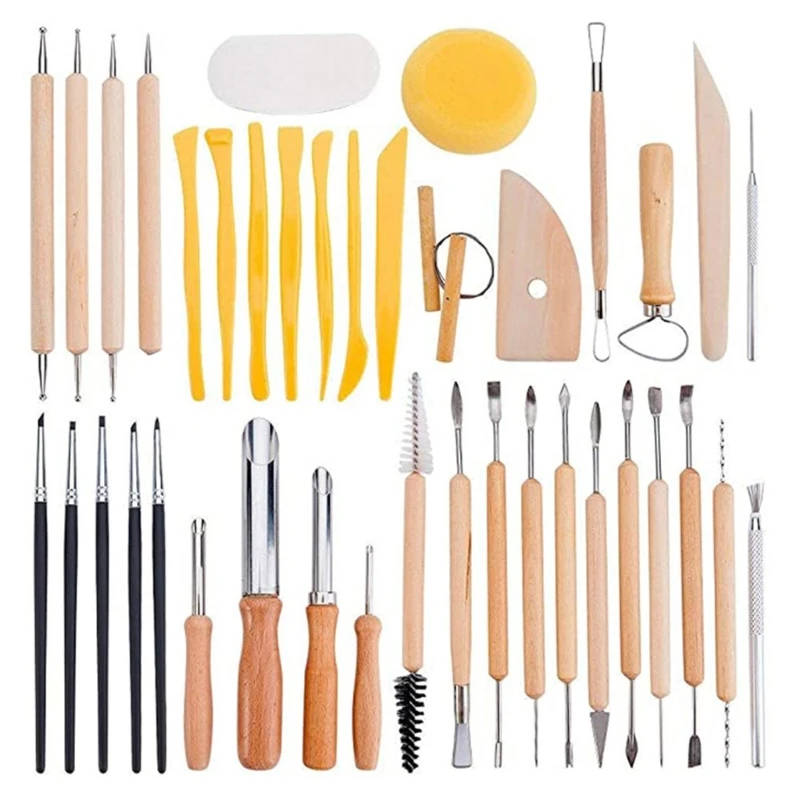 

39Pcs Pottery Sculpting Tools Ceramic Clay Carving Tool Set for Beginners Expert Art Crafts School Pottery Class Clubs 11XA