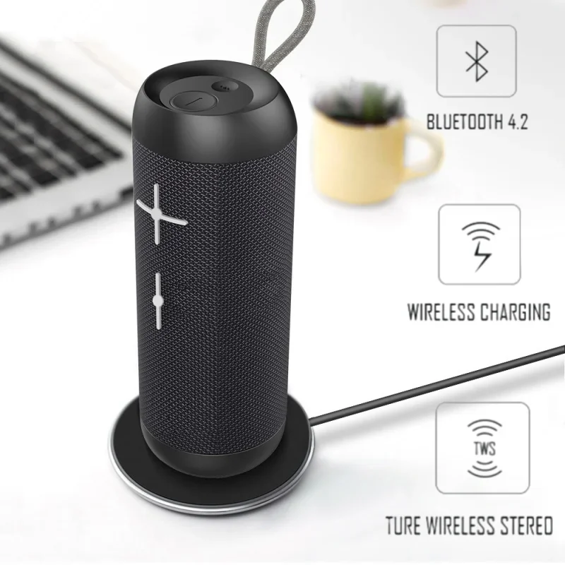 Беспроводной цилиндрический стерео портативный тканевый водонепроницаемый