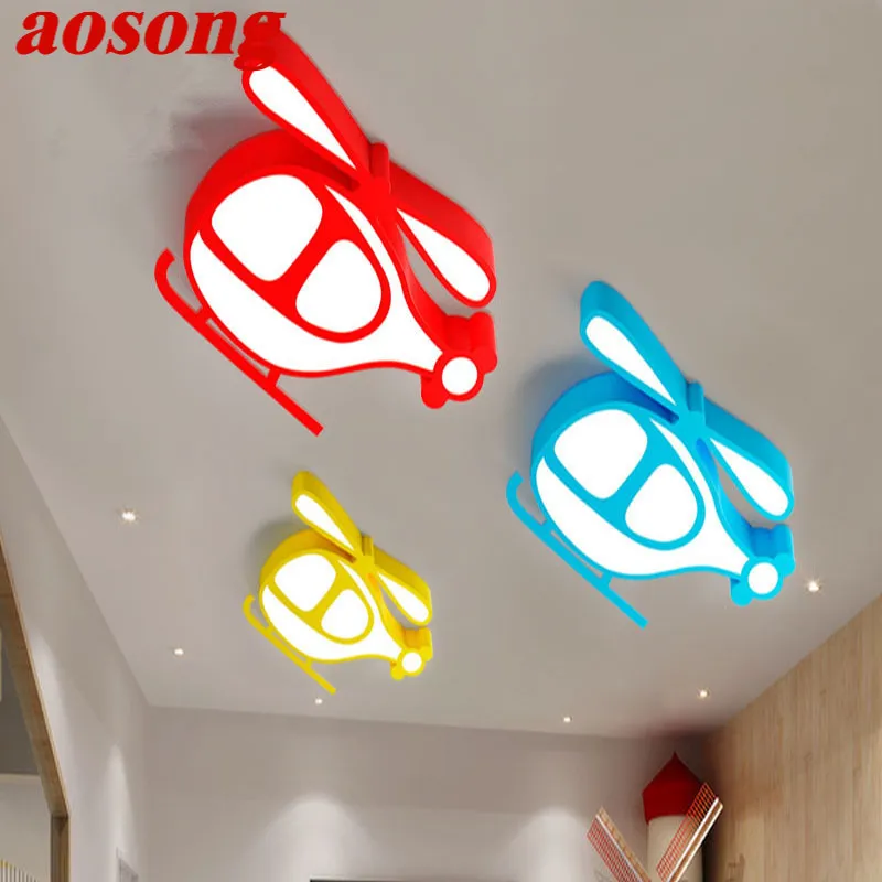 

AOSONG Children's Aircraft Ceiling Lamp LED Dimmable Creative Cartoon Light For Home Decor Kids Room Kindergarten Remote Control