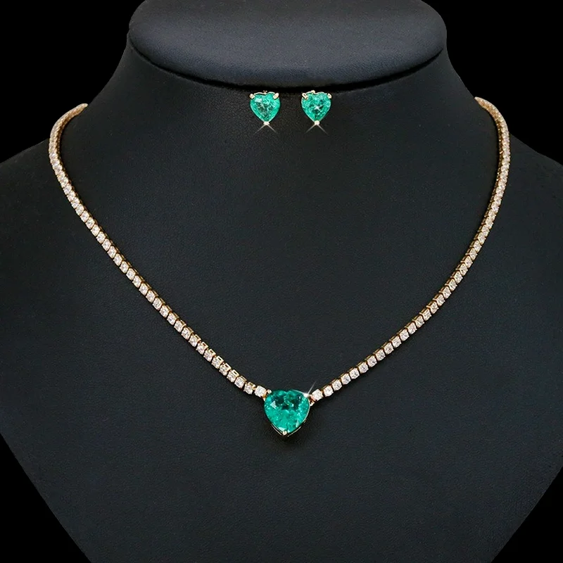 

RAKOL 2022 New Fashion Luxury Heart Cubic Zirconia Pendant Necklace Drop Earrings Jewelry Set For Women Bridal Dress Accessories