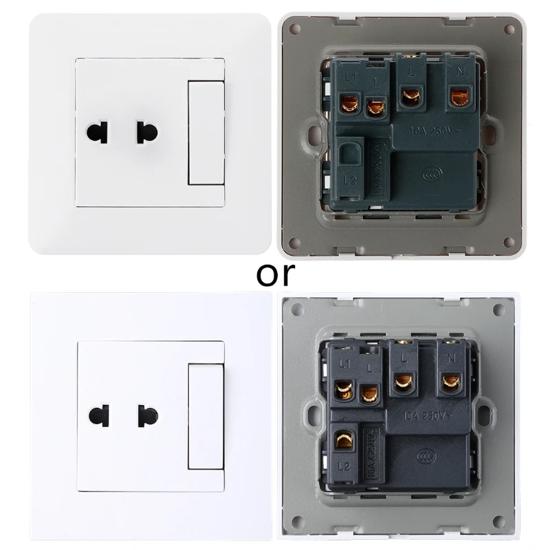 

2 Hole Universal Power Socket With 1 Gang 2 Way Light Switch Porcelain White