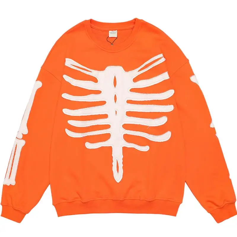 

Mens Vintage Skeleton Print Oversized Sweatshirt Female Long Sleeve Womens Y2K Aesthetic Winter Loose Grunge Pullover Unisex