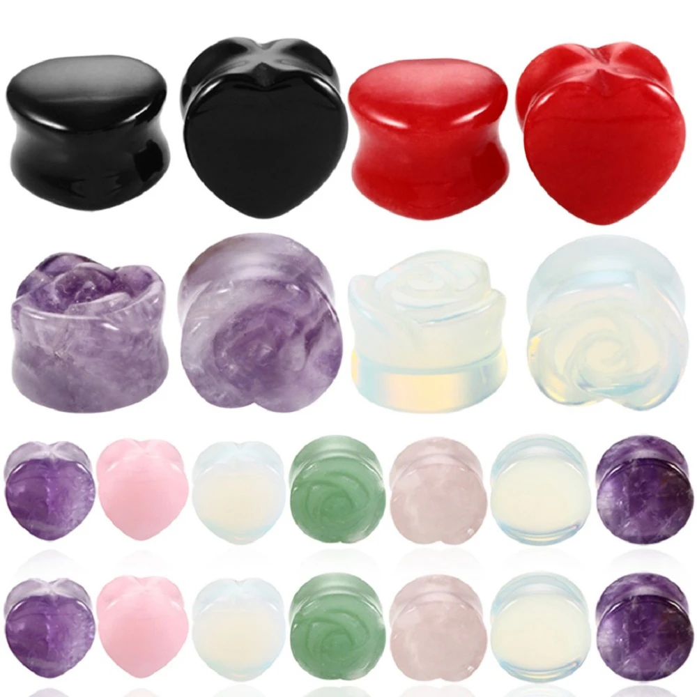 

2PCS/Lot Stone Ear Plugs Gauges Earrings Women Men Ear Plug Flesh Tunnel Piercing Expander Ear Stretcher Body Piercing Jewelry