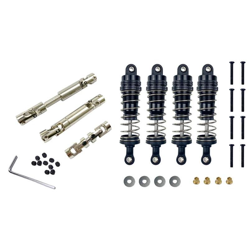 

2 Set RC Car Part: 1 Set Metal CVD Universal Drive Shaft & 1 Set Metal Shock Absorber Damper Accessories,Black