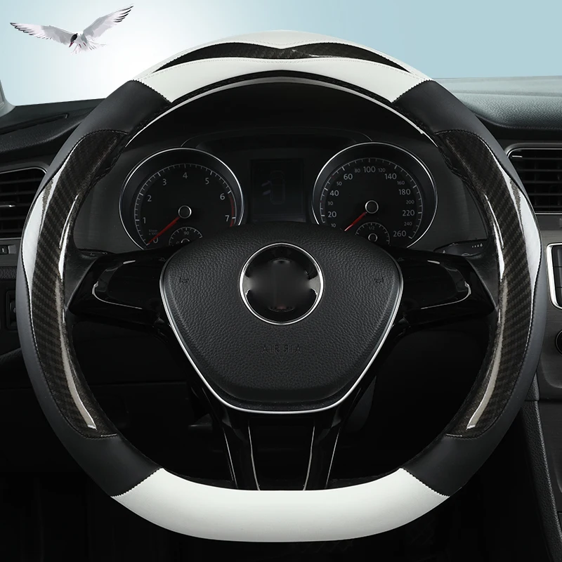 

D Shape Car Steering Wheel Cover Carbon Fibre Leather For Nissan Qashqai J11 X-trail T32 Golf 7 Tiguan 2020 Kia Optima K5 2021