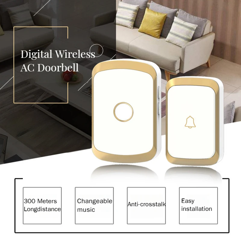 Smart Home Wireless Doorbell Waterproof Outdoor Wireless Doorbell For Home Door To Entry Electronic Doorman Ring Bell